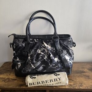 Burberry Black & Gray Patterned Tote Bag